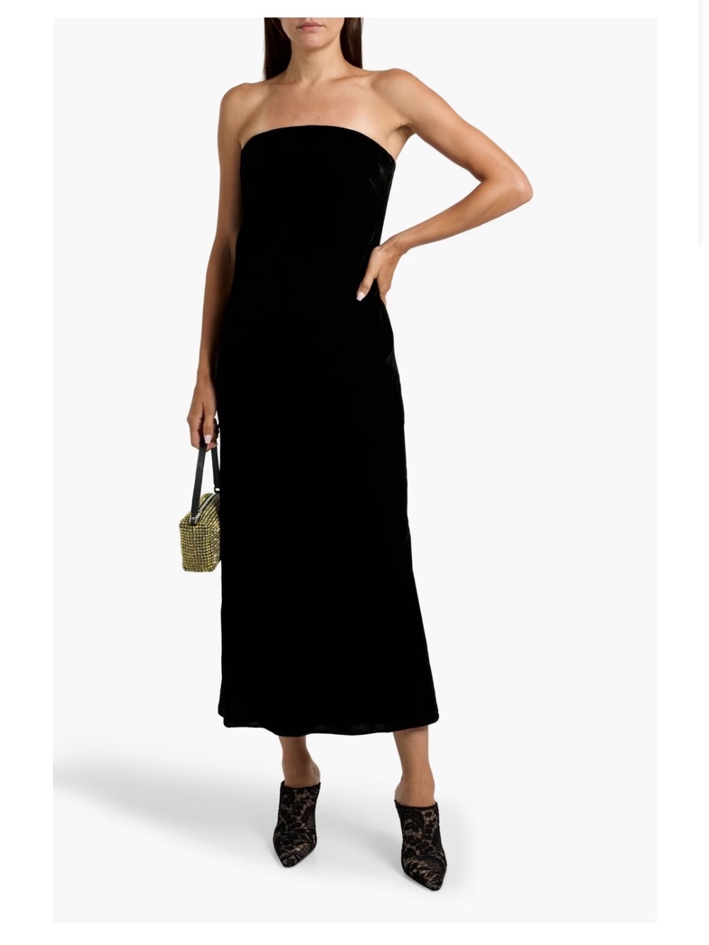 New Veronica Beard Flora strapless velvet midi dress in Black Size 4